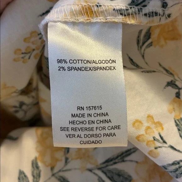 Joie Ruffled Dress Puff Sleeve Cotton Yellow Floral Belted with Pockets 12 - Picture 7 of 7